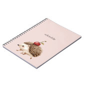 Blush Pink Red Cherry Adorable Hedgehog Notizblock (Linke Seite)