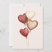 Blush Pink Red Cream Heart Balloons Birthday Einladung (Rückseite)