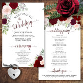 Blush Pink & Red Floral Budget Hochzeitsprogramm