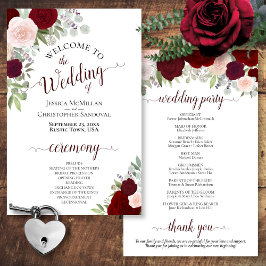 Blush Pink & Red Floral Budget Hochzeitsprogramm