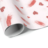 Blush Pink Red Glitter Heart Streaks Valentine Geschenkpapier (Rolleneckpunkt)