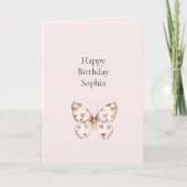 Blush Pink Red Hearfly Butterfly Geburtstag Karte (Vorderseite)