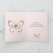 Blush Pink Red Hearfly Butterfly Geburtstag Karte (Innenseite)