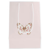 Blush Pink Red Hearfly Butterfly Geburtstag Mittlere Geschenktüte (Rückseite)