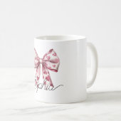 Blush Pink Red Hearts Bow Kaffeetasse (VorderseiteRechts)