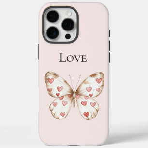 Blush Pink Red Hearts Butterfly Liebe iPhone 16 Pro Max Hülle