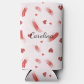 Blush Pink Red Hearts Glitzy Glitter Selters Dosenkühler (Vorderseite)