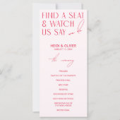 Blush Pink & Red Moderne Hochzeitsprogramme (Vorderseite)