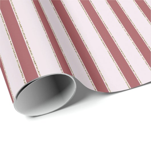 Blush Pink Red Stripes Christmas Geschenkpapier (Rolleneckpunkt)