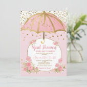 Blush Pink Regenschirm Duschen April bringen Mai B Einladung (Stehend Vorderseite)