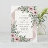 Blush Pink Resplendent Botanical Wedding Einladung (Stehend Vorderseite)