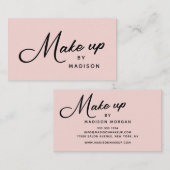 Blush Pink Retro Black Script Makeup Visitenkarte (Vorne/Hinten)