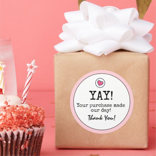 Blush Pink Retro mit Herz-Business Vielen Dank Runder Aufkleber (Party)