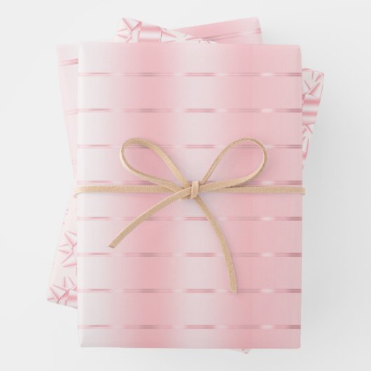 Blush Pink Ribbon Bow Brautparty Geschenkpapier Set (Beispiel)