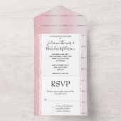 Blush Pink Ribbon Wedding All In One Einladung (Innen Boden)