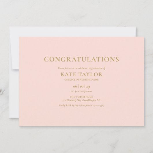 Blush Pink RN Pflege 3 Foto Graduierungsparty Inv Einladung (Rückseite)