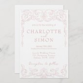 Blush Pink Rokoko Thema Hochzeit Einladung (Vorne/Hinten)