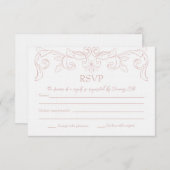 Blush Pink Rokoko Wedding RSVP Card (Vorne/Hinten)