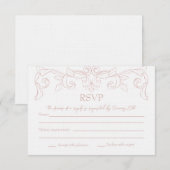 Blush Pink Rokoko Wedding RSVP Card Karte (Vorne/Hinten)