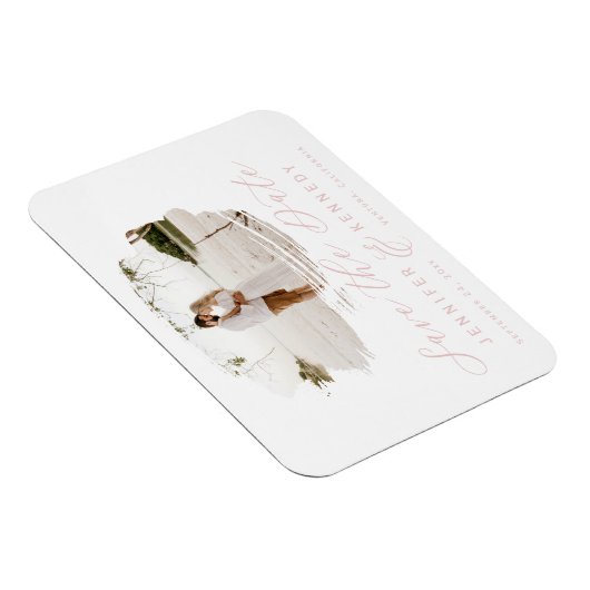 Blush Pink Romantic Brushed Frame Save The Date Magnet (Rechte Seite)