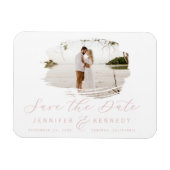 Blush Pink Romantic Brushed Frame Save The Date Magnet (Horizontal)