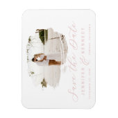 Blush Pink Romantic Brushed Frame Save The Date Magnet (Vertikal)