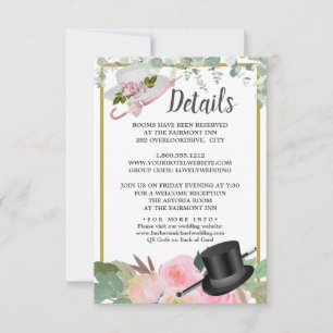 Blush Pink Romantic Floral Wedding Details Karte