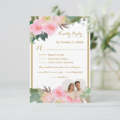 Blush Pink Romantic Floral Wedding RSVP Card (Stehend Vorderseite)