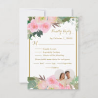 Blush Pink Romantic Floral Wedding RSVP Card