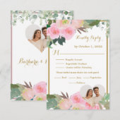 Blush Pink Romantic Floral Wedding RSVP Card Karte (Vorne/Hinten)