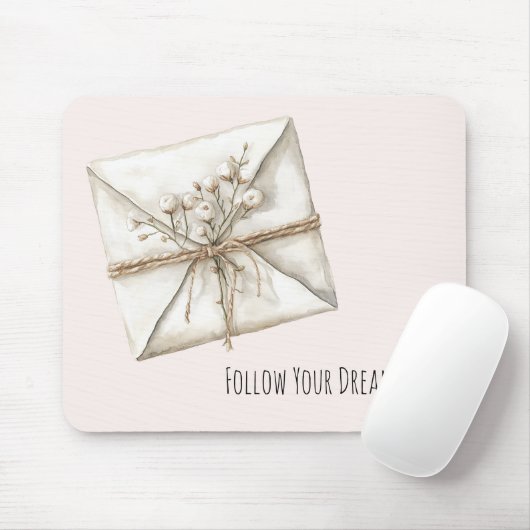 Blush Pink Romantic Flowers Envelope Dreams Mousepad (Mit Mouse)