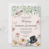 Blush Pink Romantic Top Hat Hochzeit Einladung (Vorderseite)