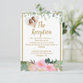 Blush Pink Romantische Blumenempfangskarte RSVP Karte (Stehend Vorderseite)