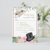 Blush Pink Romantische Blumenhochzeit RSVP Karte (Stehend Vorderseite)