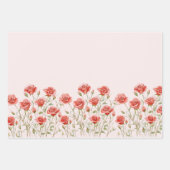 Blush Pink Romantische Rote Rose Blumenkohl Hochze Geschenkpapier Set (Vorderseite 3)
