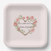 Blush Pink Romantische Rote Rose Blumenkohl Hochze Pappteller (Vorderseite)