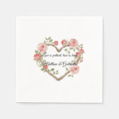 Blush Pink Romantische Rote Rose Blumenkohl Hochze Serviette (Vorderseite)