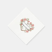 Blush Pink Romantische Rote Rose Blumenkohl Hochze Serviette (Ecke)