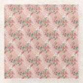 Blush Pink Rose and Lace Pattern Vintage Glasuntersetzer (Vorderseite)