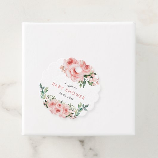 Blush Pink Rose Baby in Blütendusche Geschenkanhänger (Beispiel)