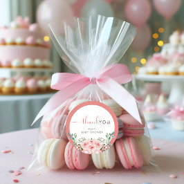 Blush Pink Rose Baby in Blütendusche Runder Aufkleber