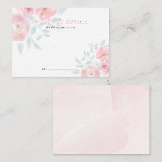Blush Pink Rose Babyduschenempfehlung Begleitkarte (Vorne/Hinten)