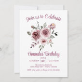 Blush Pink Rose Birthday Party Einladung (Vorderseite)