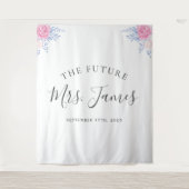 Blush Pink Rose Bläserblütenduft Blau Hochzeitskul Wandteppich (Vorderseite)