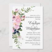 Blush Pink Rose Bloral Bouquet Grau Probe Einladung (Vorderseite)