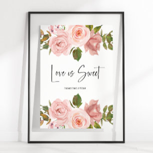 Blush Pink Rose Bloral Hochzeit Liebe ist süß Gefa Poster