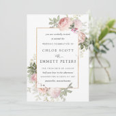Blush Pink Rose Bloral Hochzeitseinladung Einladung (Stehend Vorderseite)