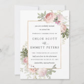 Blush Pink Rose Bloral Hochzeitseinladung Einladung (Vorderseite)