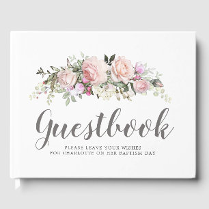 Blush Pink Rose Bloral Taufe Gästebuch