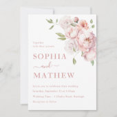 Blush Pink Rose Bloral Wedding Einladung (Vorderseite)